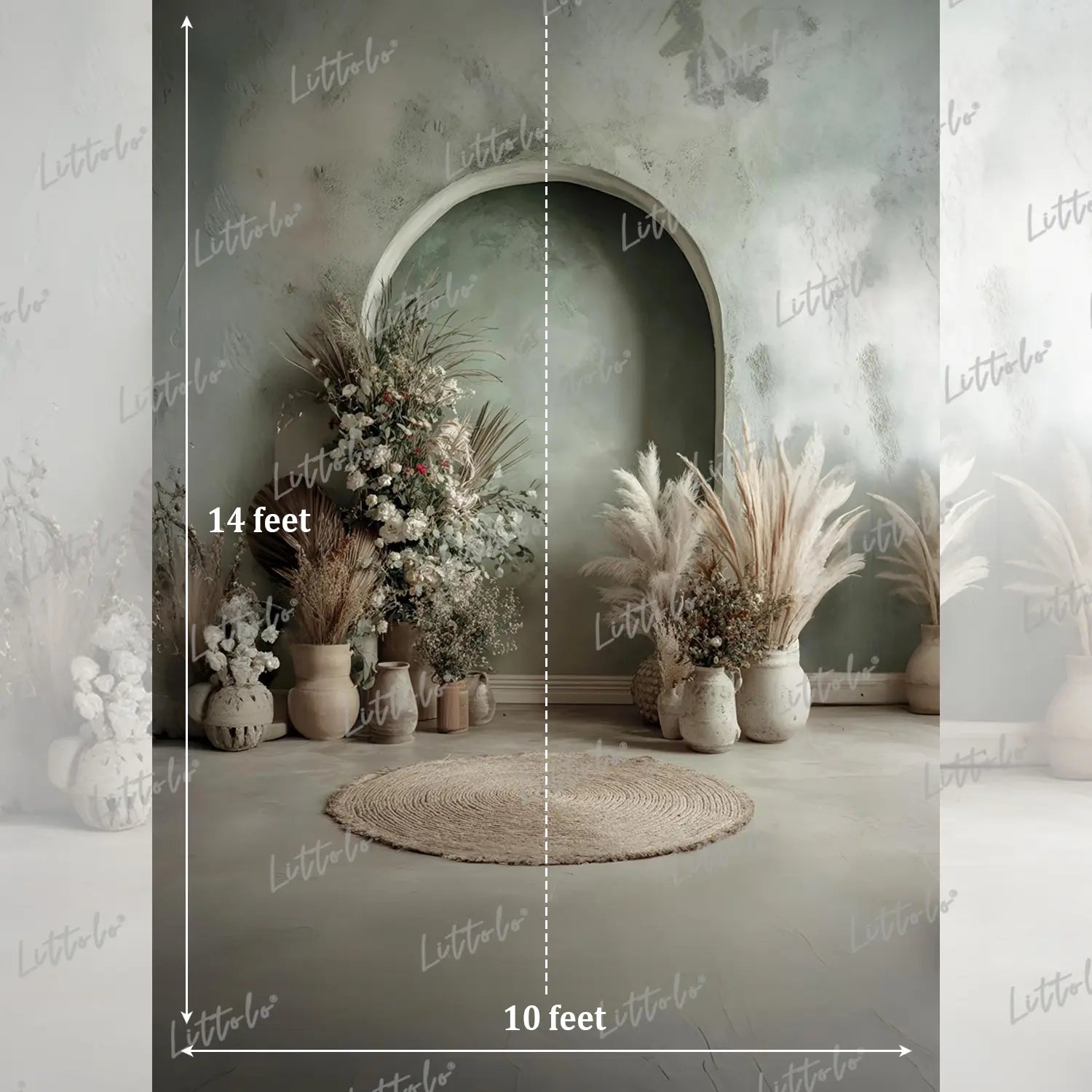 LB1586 Sage Boho Arch Maternity Backdrop