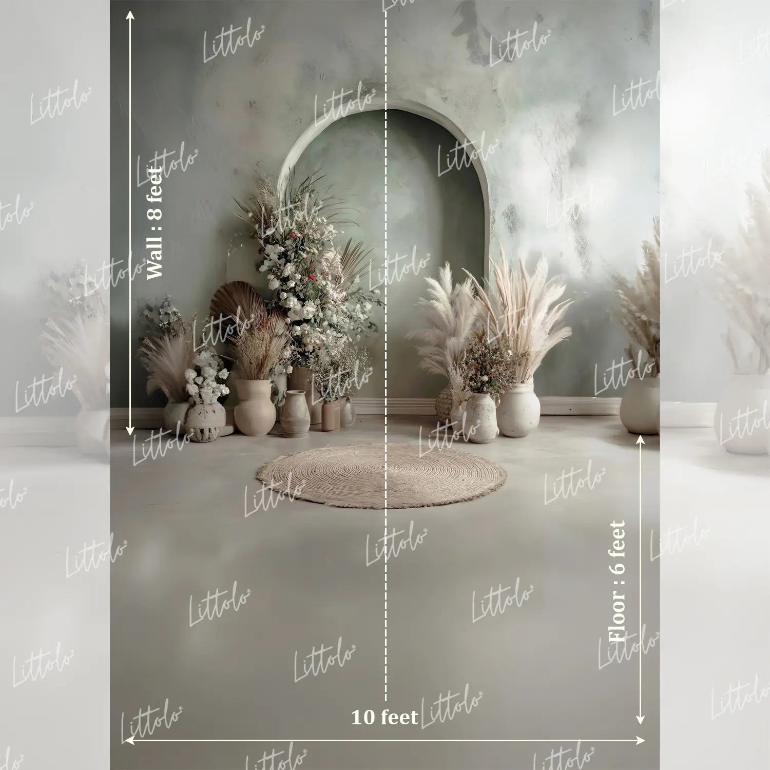 LB1586 Sage Boho Arch Maternity Backdrop
