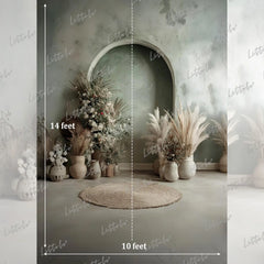 LB1586 Sage Boho Arch Maternity Backdrop