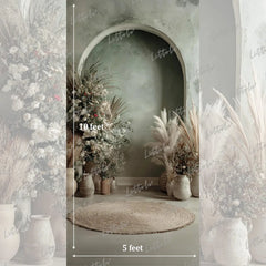 LB1586 Sage Boho Arch Maternity Backdrop