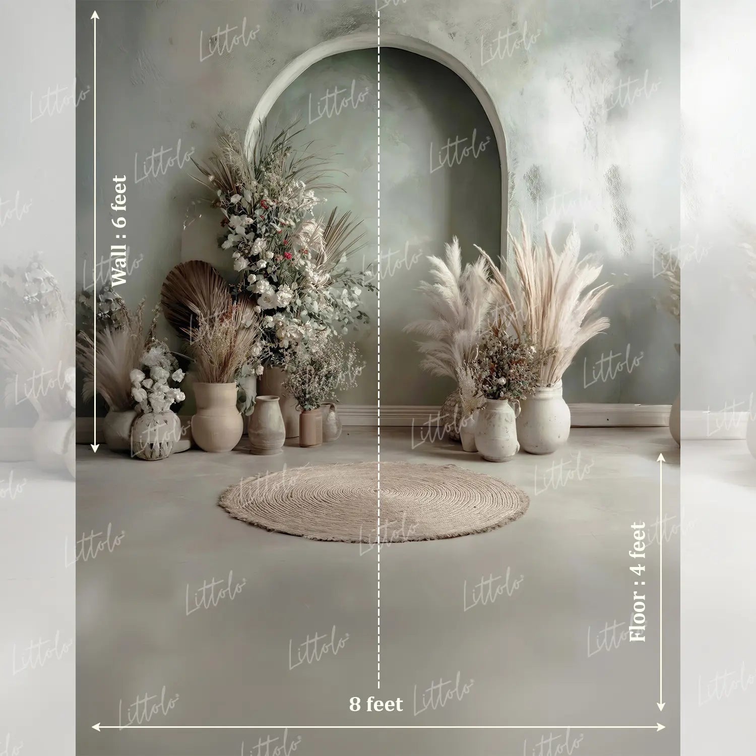 LB1586 Sage Boho Arch Maternity Backdrop