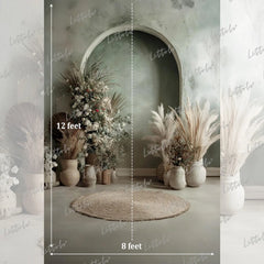 LB1586 Sage Boho Arch Maternity Backdrop