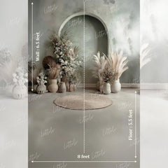 LB1586 Sage Boho Arch Maternity Backdrop