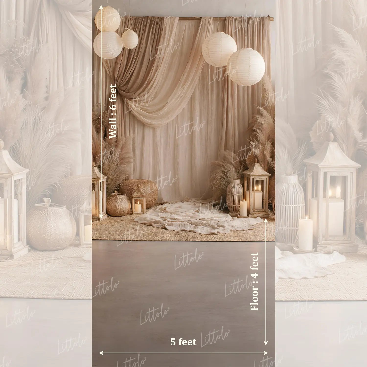LB1588 Luxury Boho Pampas Maternity Backdrop