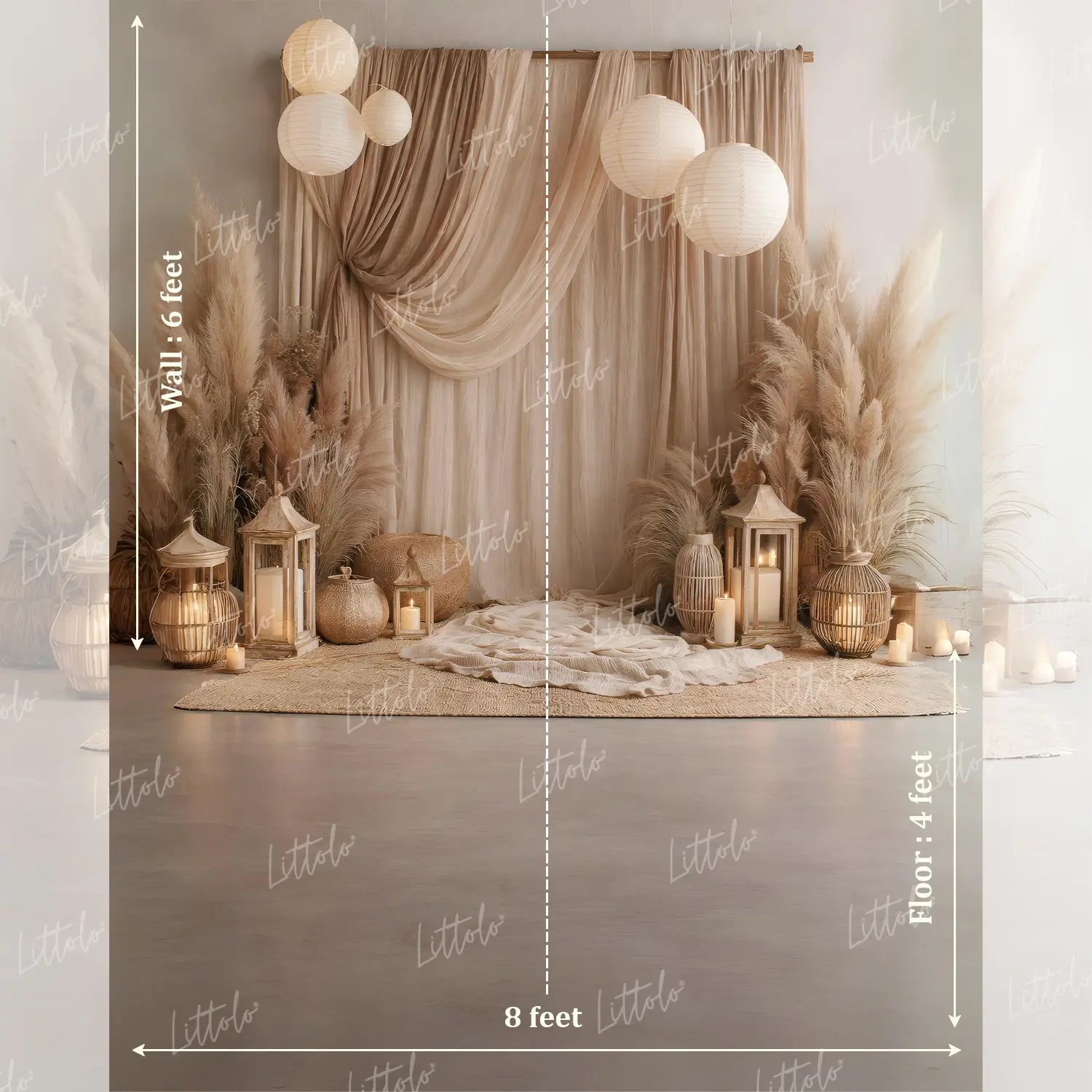 LB1588 Luxury Boho Pampas Maternity Backdrop
