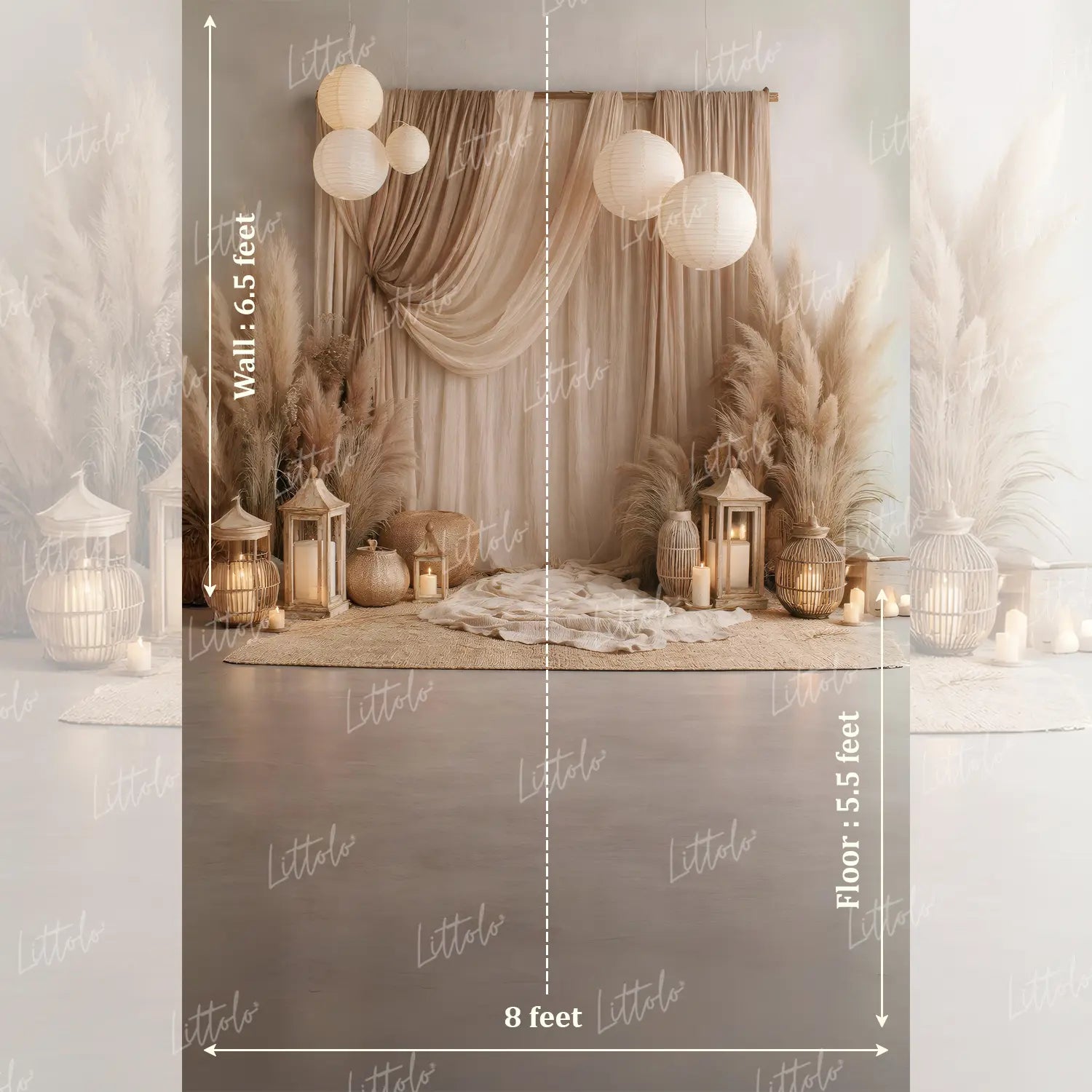 LB1588 Luxury Boho Pampas Maternity Backdrop