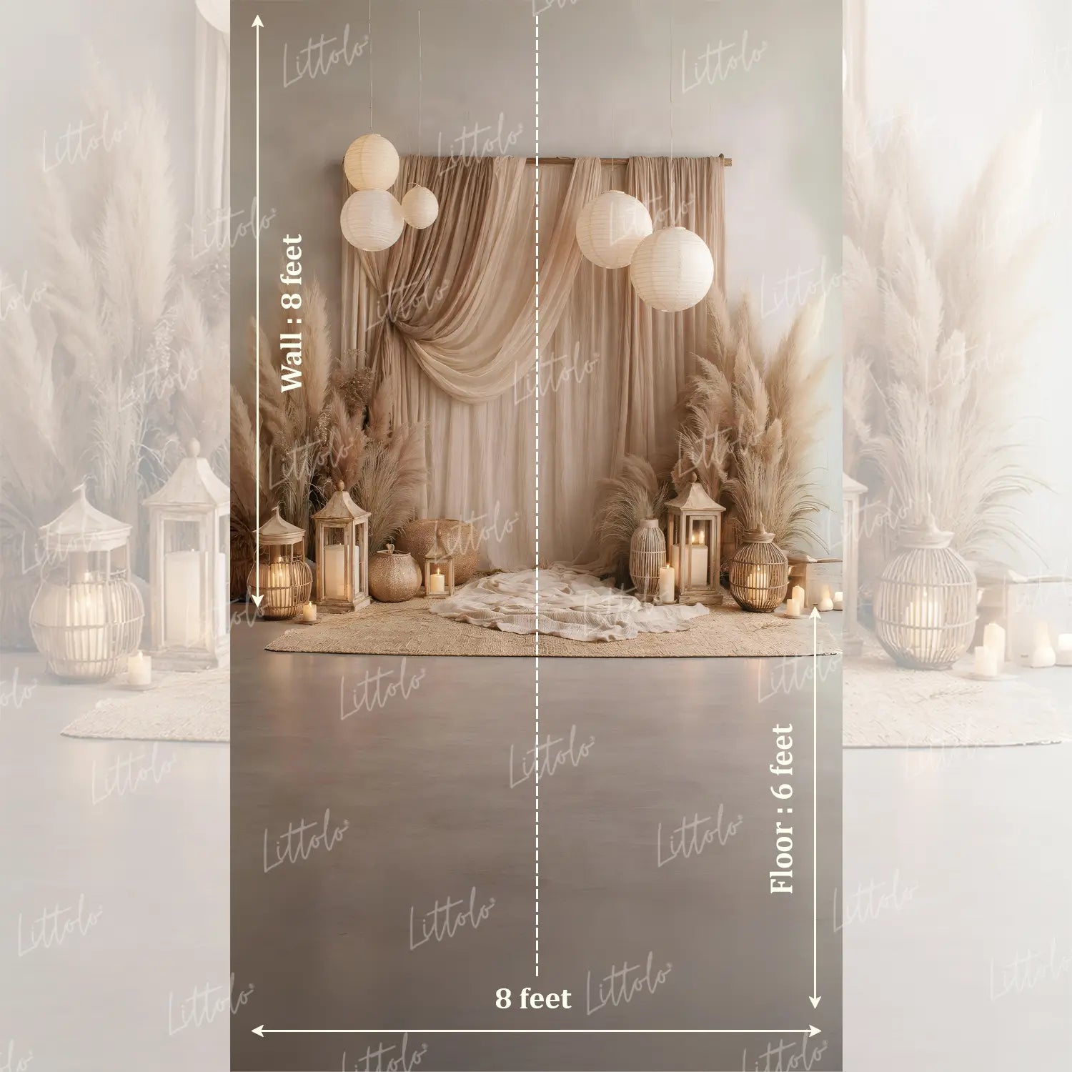 LB1588 Luxury Boho Pampas Maternity Backdrop