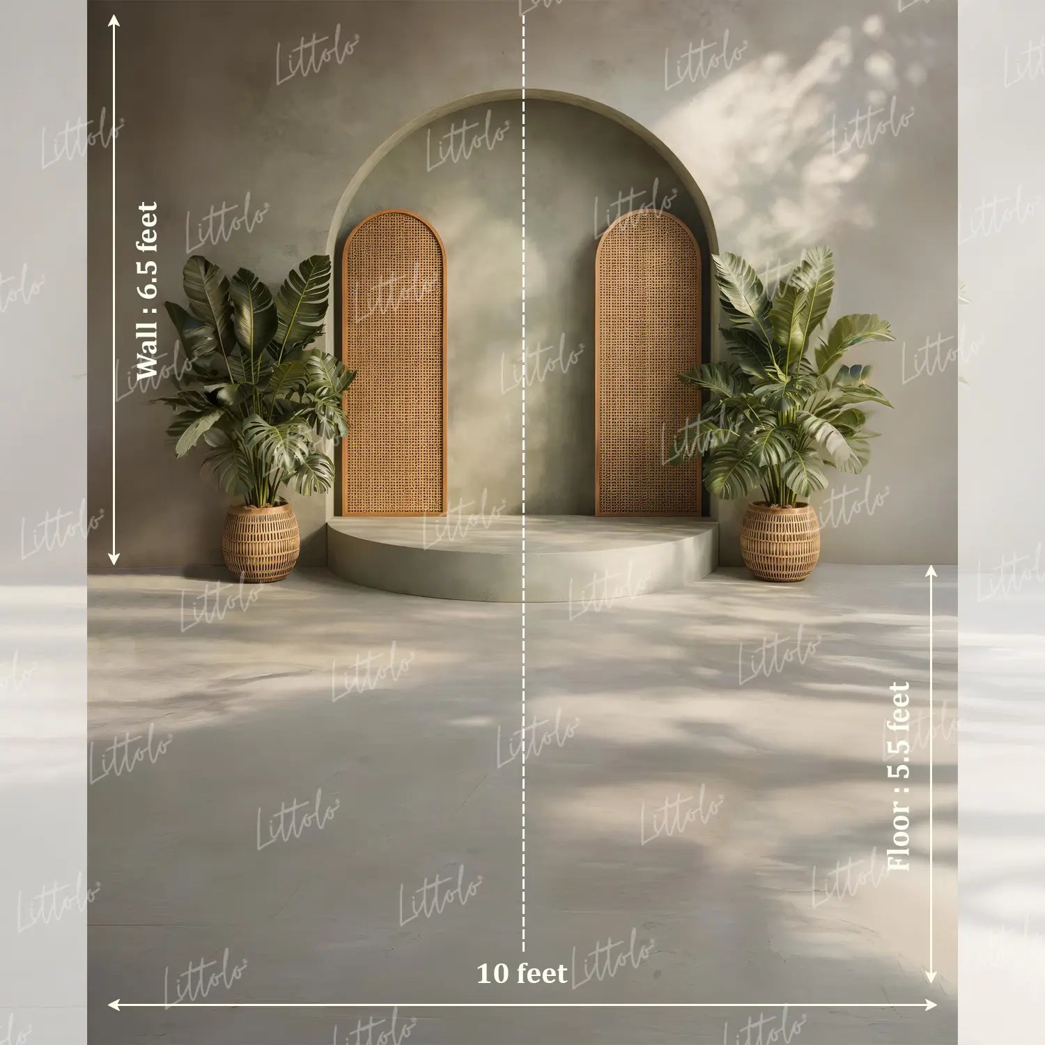 LB1591 Rattan Panel Boho Arch Maternity Backdrop
