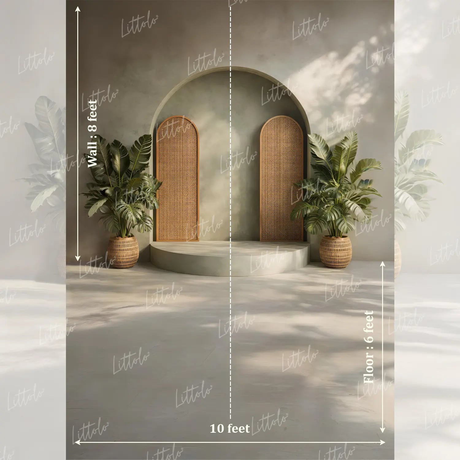 LB1591 Rattan Panel Boho Arch Maternity Backdrop