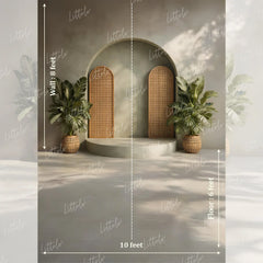 LB1591 Rattan Panel Boho Arch Maternity Backdrop