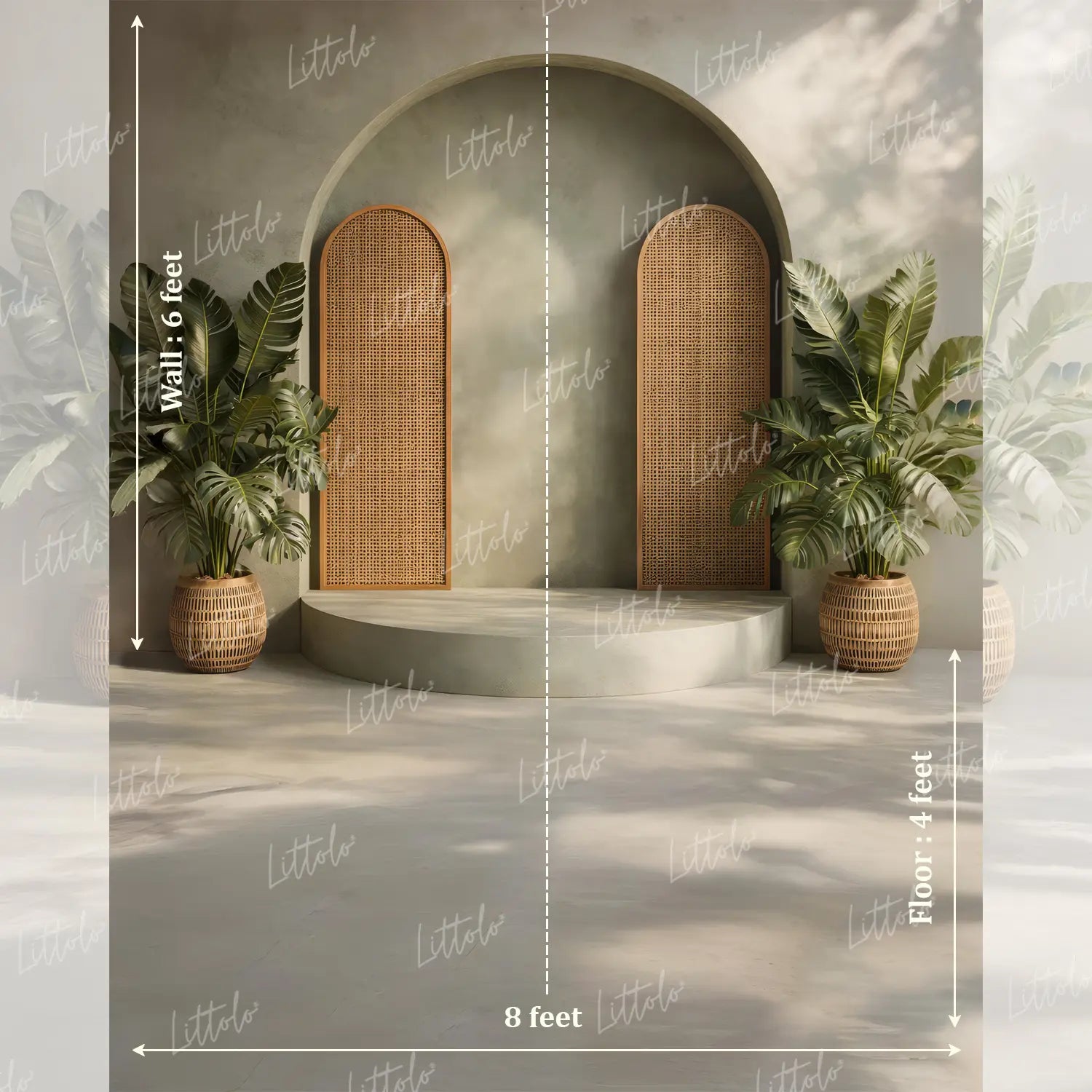 LB1591 Rattan Panel Boho Arch Maternity Backdrop