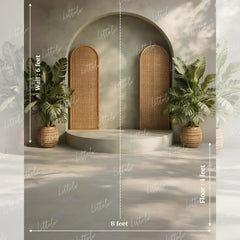 LB1591 Rattan Panel Boho Arch Maternity Backdrop