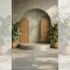 LB1591 Rattan Panel Boho Arch Maternity Backdrop