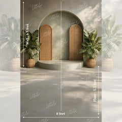 LB1591 Rattan Panel Boho Arch Maternity Backdrop