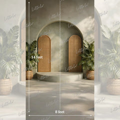 LB1591 Rattan Panel Boho Arch Maternity Backdrop