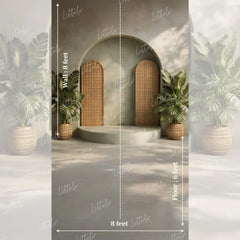 LB1591 Rattan Panel Boho Arch Maternity Backdrop