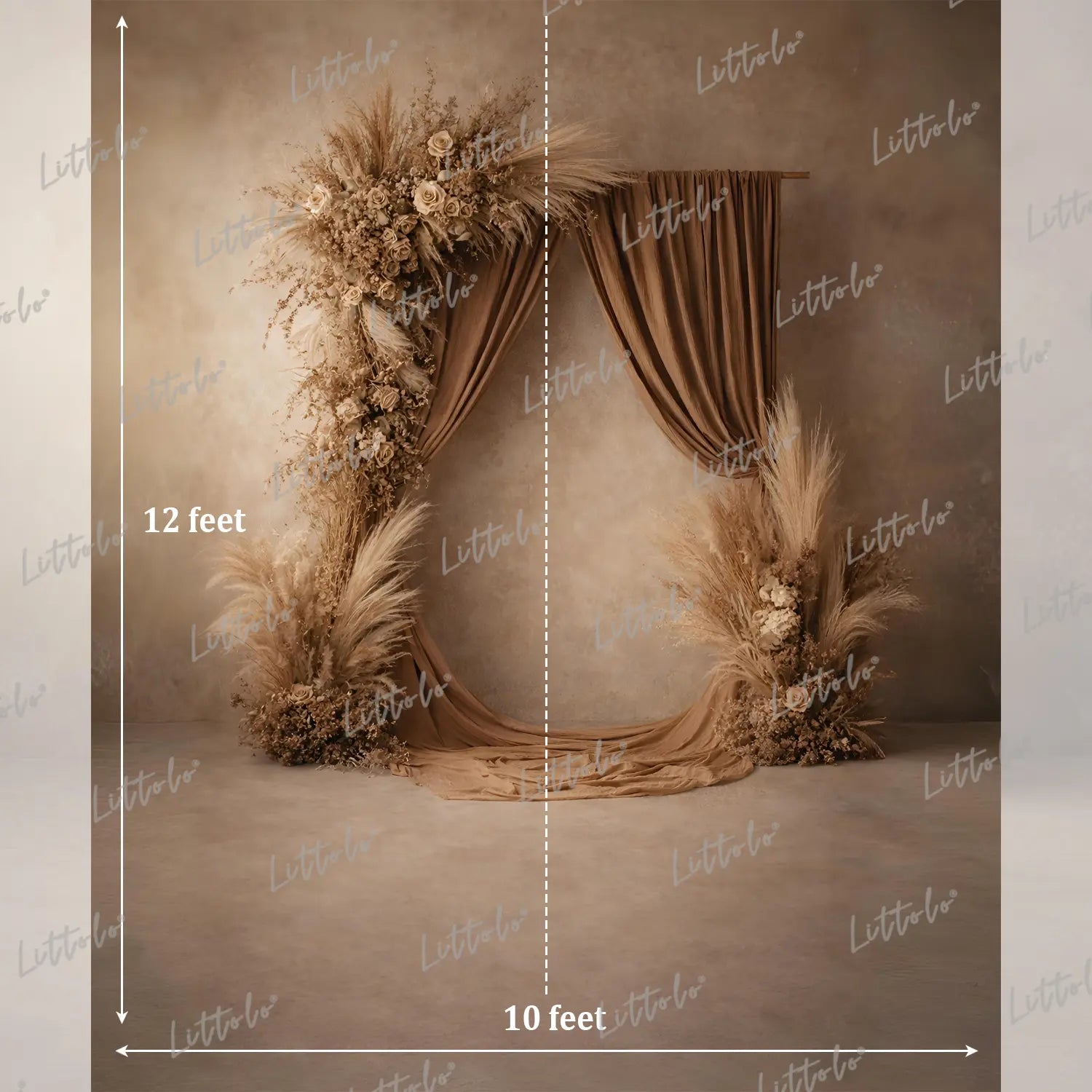 LB1593 Neutral Beige Floral Draped Maternity Background