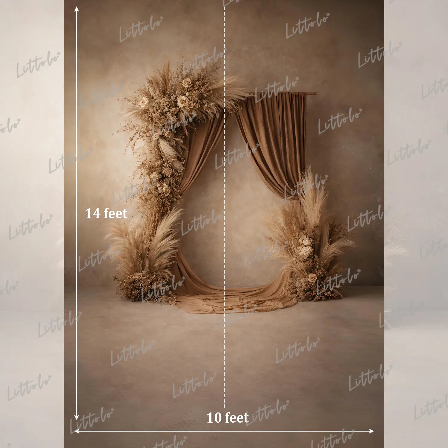 LB1593 Neutral Beige Floral Draped Maternity Background