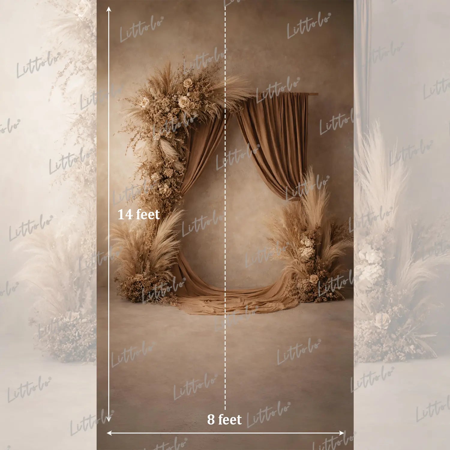 LB1593 Neutral Beige Floral Draped Maternity Background