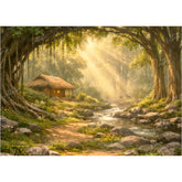 LB1599W Shri Ram Vanvas Forest Ashram Wall Backdrop