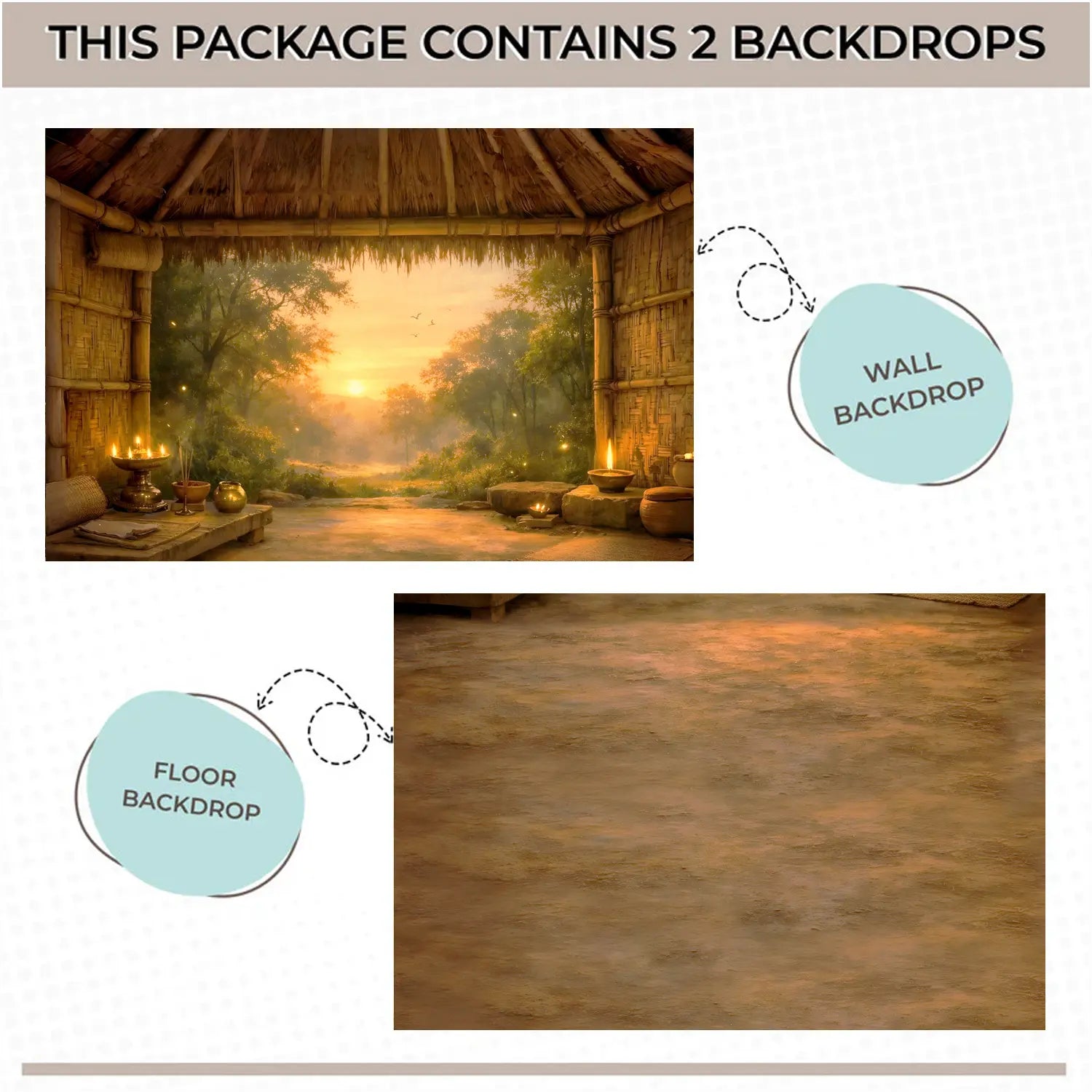 LB1600C Shri Ram Panchavati Forest Ashram Backdrop Floor & Duodrop (2 Pcs)