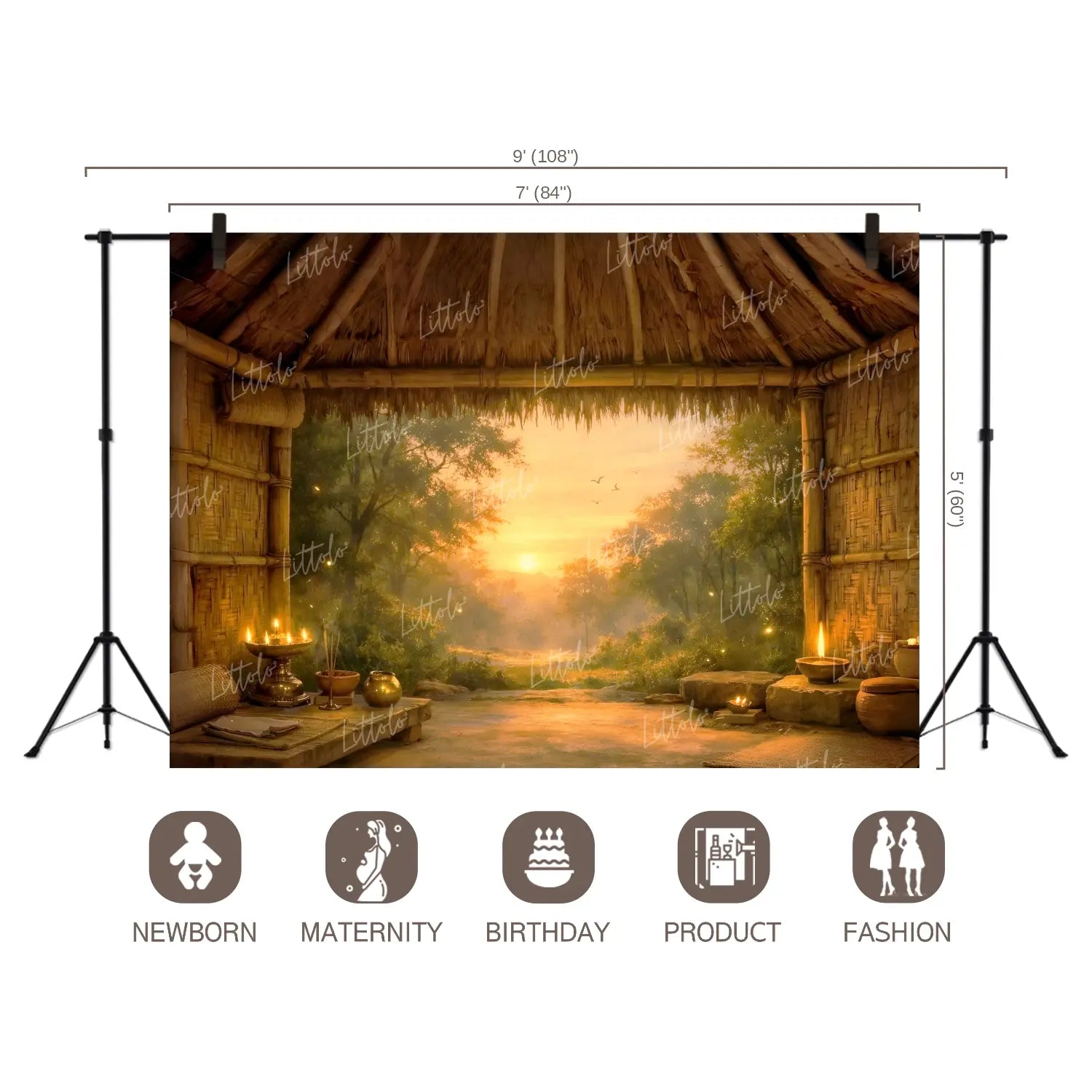LB1600W Shri Ram Panchavati Forest Ashram Wall Backdrop