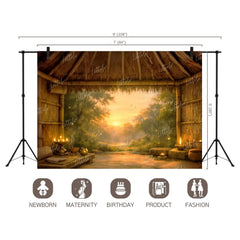 LB1600W Shri Ram Panchavati Forest Ashram Wall Backdrop