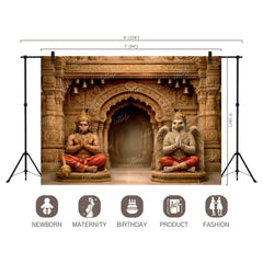 LB1601W Divine Hanuman & Garuda Ram Navami Temple Wall Backdrop
