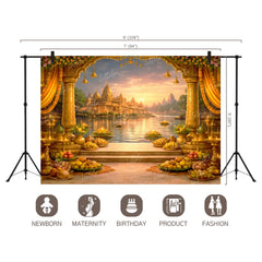 LB1602W Ayodhya Sarayu River Ram Navami Wall Backdrop