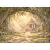 LB1603W Golden Ayodhya Temple Wall Backdrop