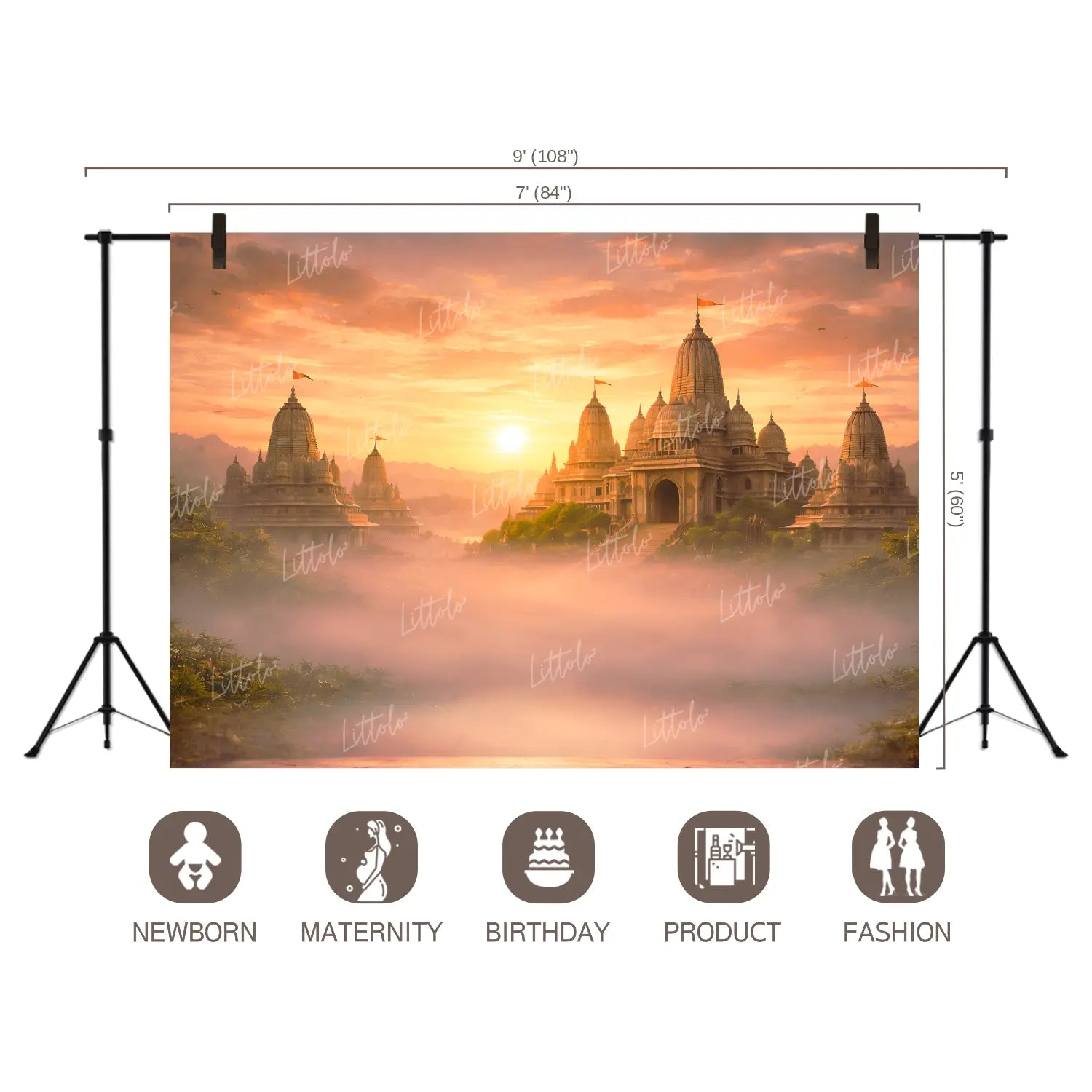 LB1607W Devine Ayodhya Morning Wall Backdrop