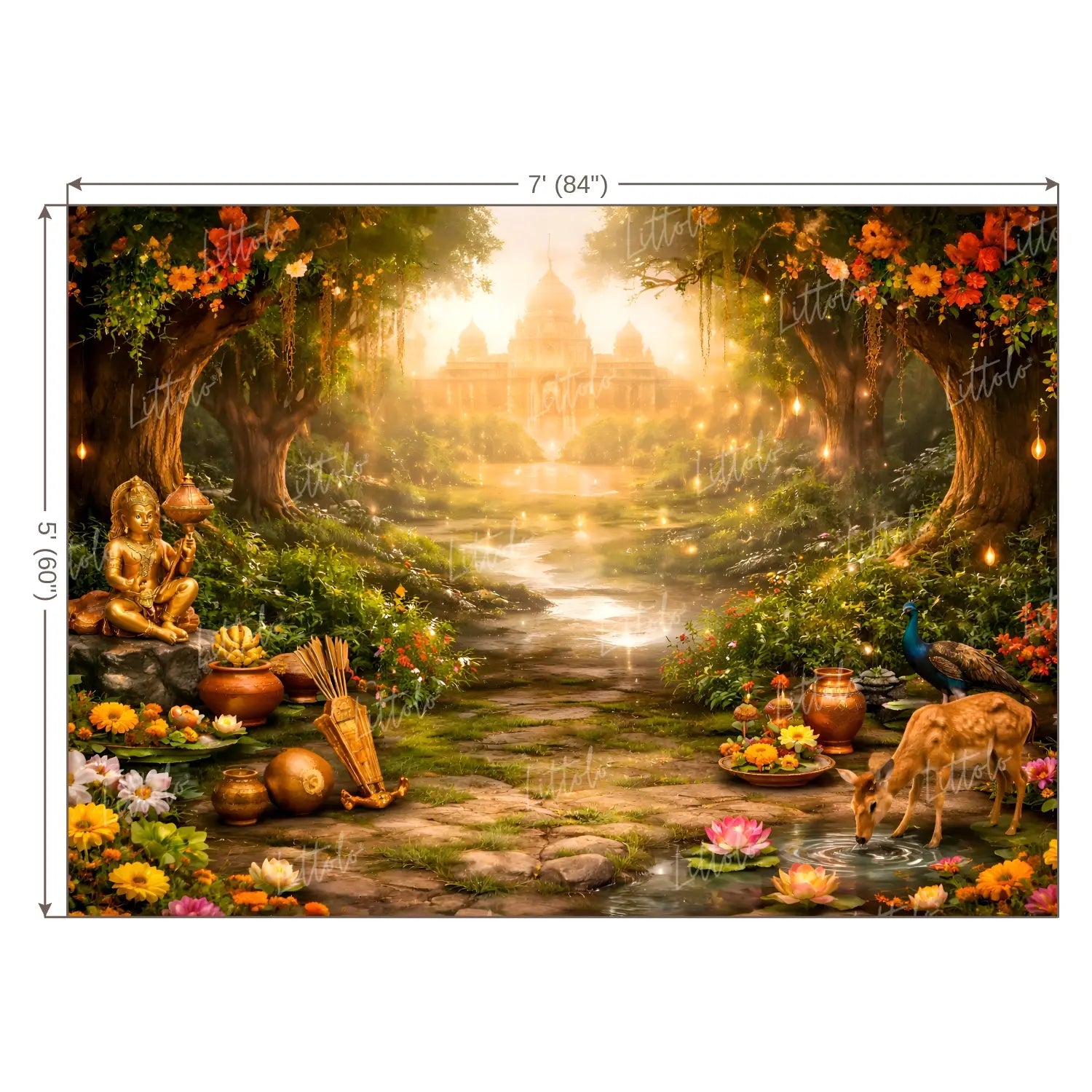LB1609W Divine Garden Path Ram Navami Festival Backdrop