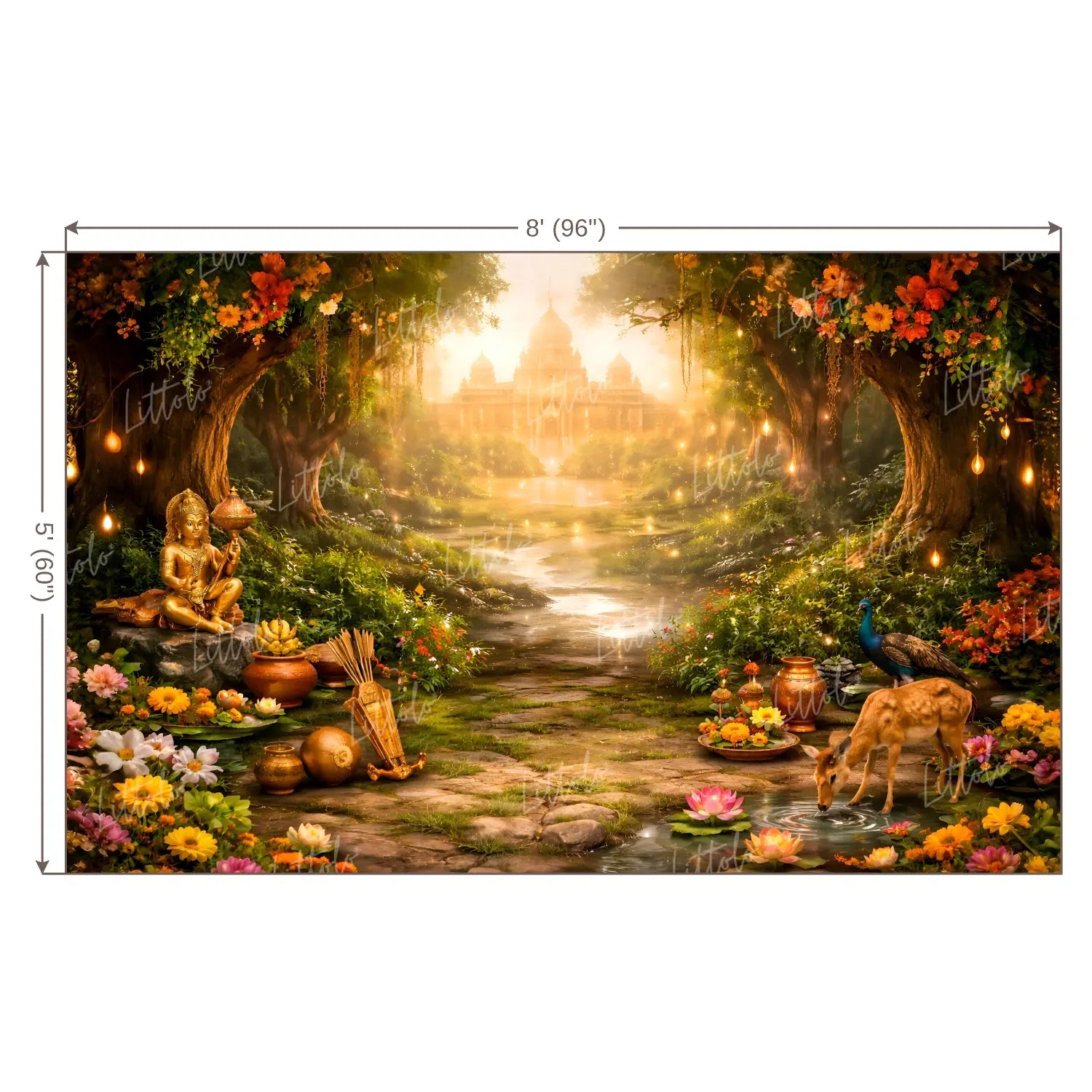 LB1609W Divine Garden Path Ram Navami Festival Backdrop