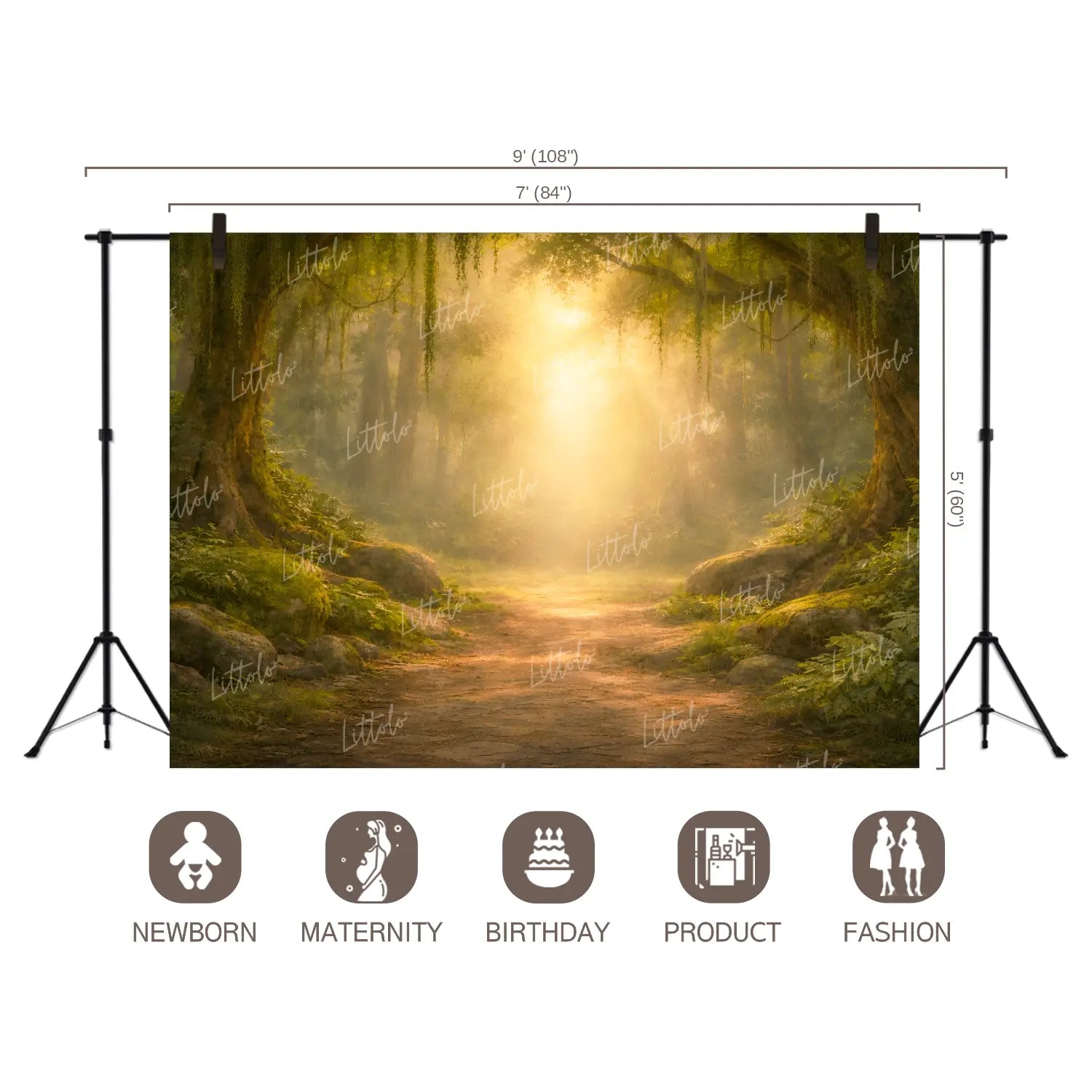 LB1610W Ram Navami Divine Sunlight Forest Backdrop