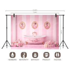 LB1621C Royal Pink Portrait Bath Theme Wall & Floor Duodrop (2 Pcs)