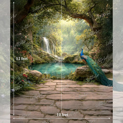 LB1630 Mystic Waterfall Peacock Haven Maternity Backdrop