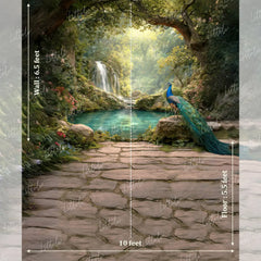 LB1630 Mystic Waterfall Peacock Haven Maternity Backdrop
