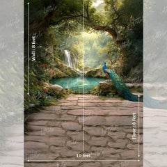 LB1630 Mystic Waterfall Peacock Haven Maternity Backdrop
