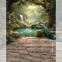 LB1630 Mystic Waterfall Peacock Haven Maternity Backdrop