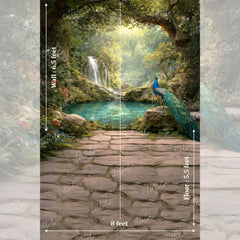 LB1630 Mystic Waterfall Peacock Haven Maternity Backdrop