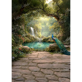 LB1630 Mystic Waterfall Peacock Haven Maternity Backdrop