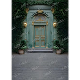 LB1632 Moon Night Vintage Green Palace Door Garden Maternity Backdrop