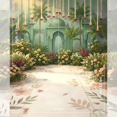 LB1633 Arabian Garden Arch Maternity Backdrop