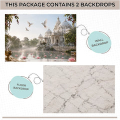 LB1642C Janmashtami Lotus Pond Temple Floor & Wall Duodrop (2 Pcs)