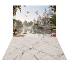 LB1642C Janmashtami Lotus Pond Temple Floor & Wall Duodrop (2 Pcs)