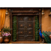 LB1647W Divine Peacock Heritage Door Wall Backdrop