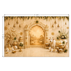LB1658 Royal Cow & Peacock Krishna Janmastami Wall Backdrop