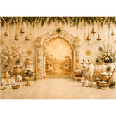 LB1658 Royal Cow & Peacock Krishna Janmastami Wall Backdrop