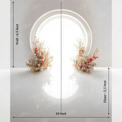 LB1662 White Floral Circle Arch Maternity Backdrop