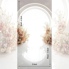 LB1662 White Floral Circle Arch Maternity Backdrop